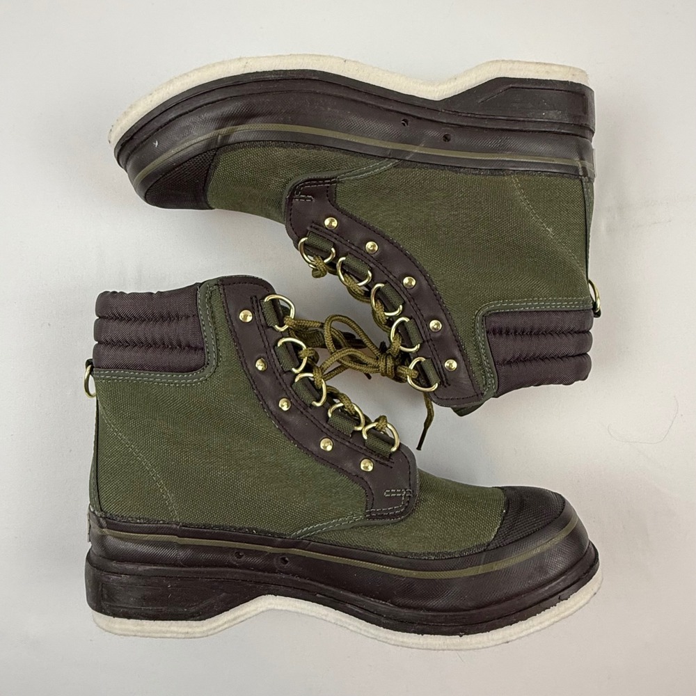Orvis 2676 Mens Felt Sole Wading Boots Olive Green Canvas Fly Fishing Size 8 - Picture 9 of 12